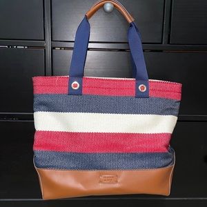Crown and Ivy bag. Red, white and blue. Inside zipper pocket and pouches.